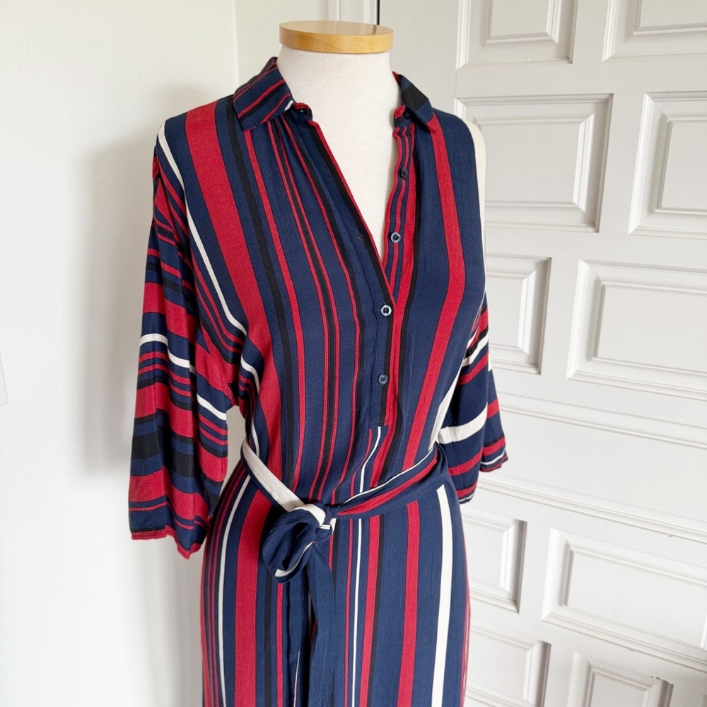 Zara Basic Multicolor Striped Long Maxi Shirt Dre… - image 2